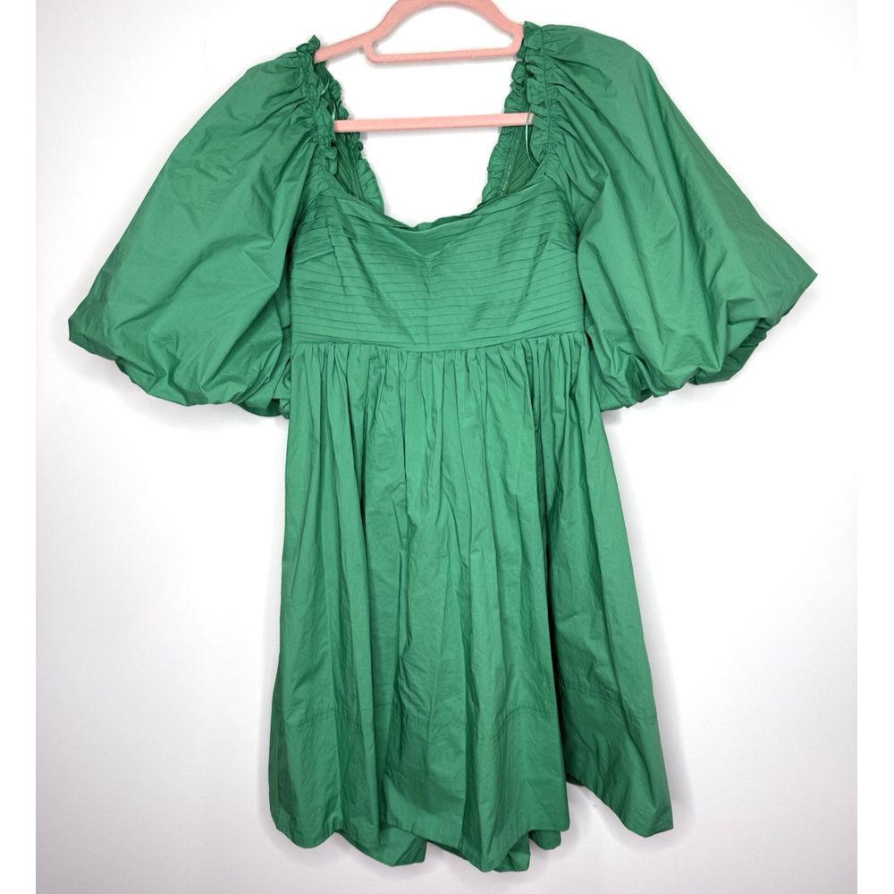 SIR the label Emerald Green Puff-Sleeve Mini Dress